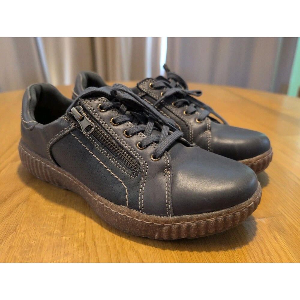 Clarks Caroline Janna Shoes Womens 7.5 M Casual Sneakers Blue Leather Zipper